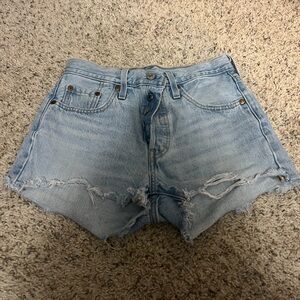 Levi's 501 high waisted Light Blue Jean Shorts